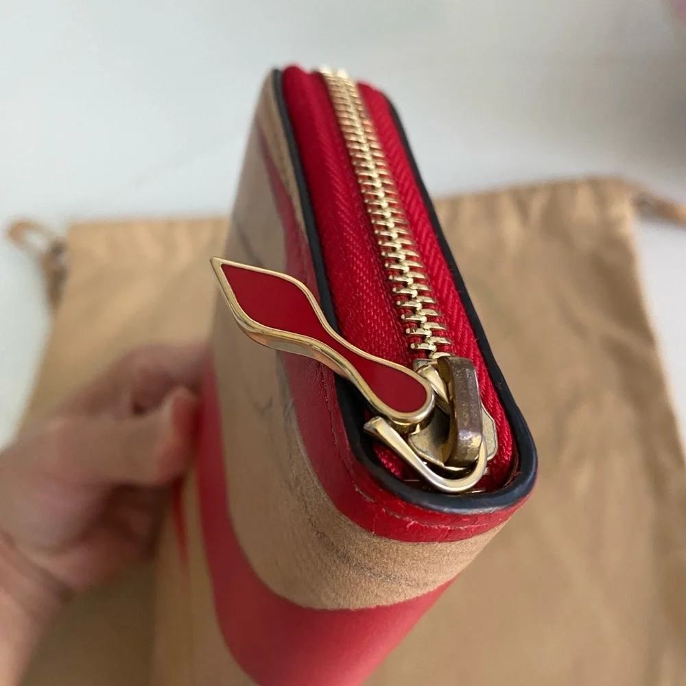 Christian Louboutin Red and Tan Artistic Wallet - Picture 14 of 16